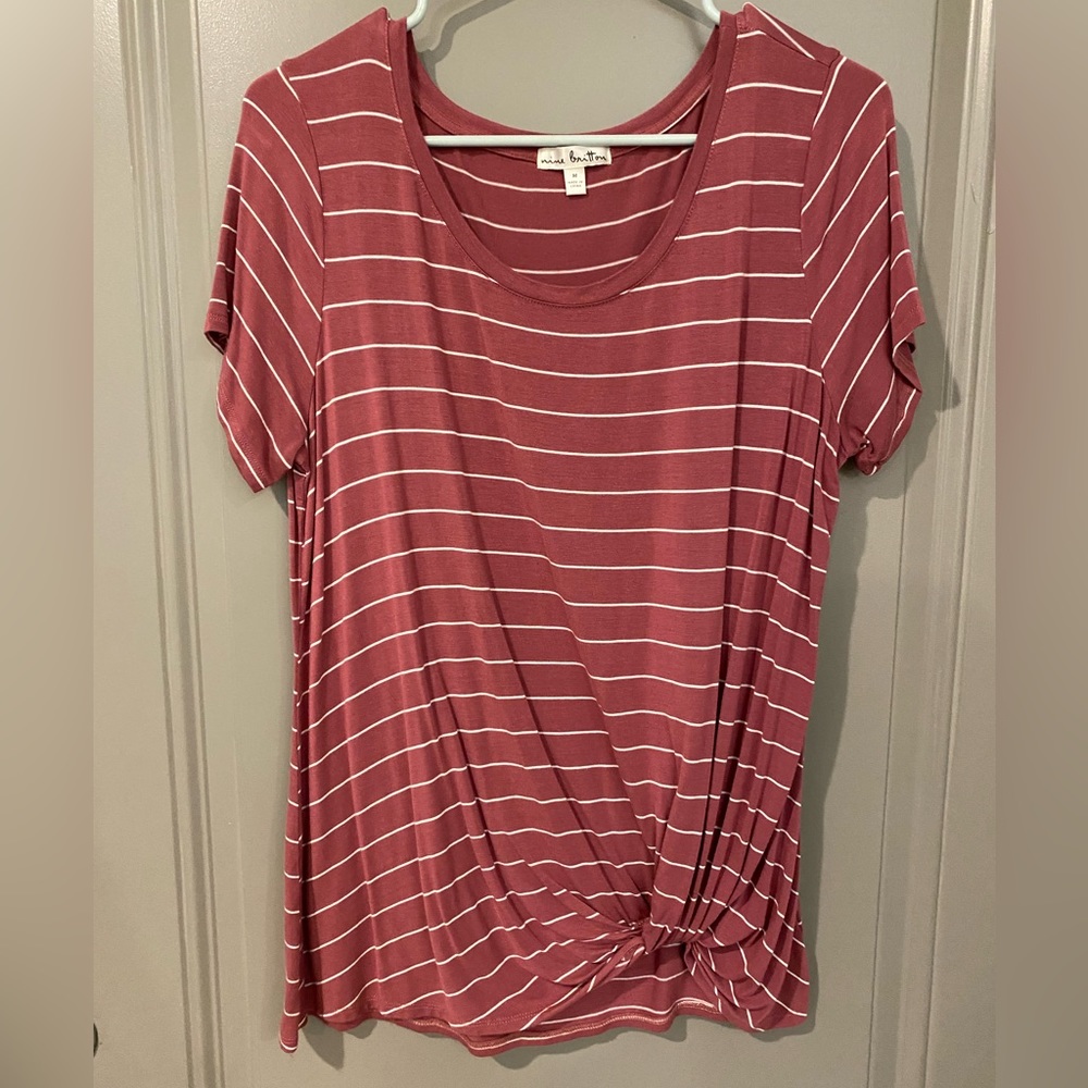 Dusty red striped t shirt